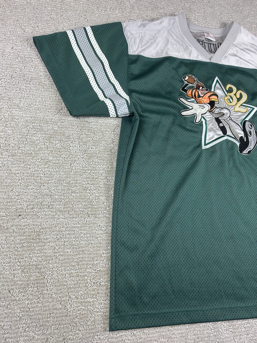 Vintage Disney Goofy #32 Football Jersey Green Mesh Throwback Mens