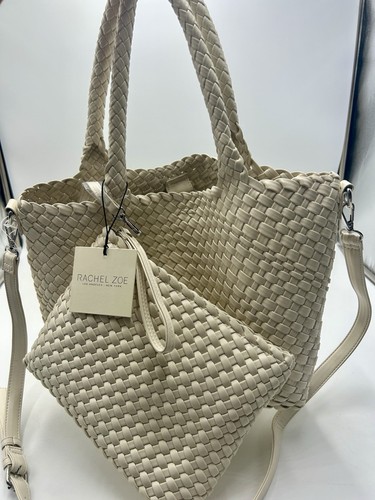 Rachel Zoe Large Woven Vegan Leather Tote Bag & Pouch/Clutch NWT