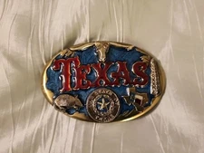 Vintage 1984 Texas Enameled The Great American Buckle Company Armadillo USA Made