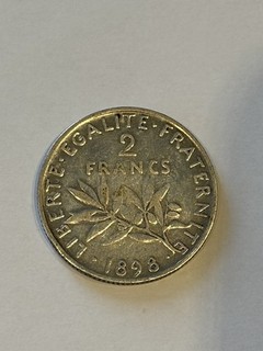 Pièce de 2 Francs argent Semeuse de 1898