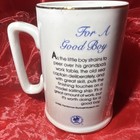 Norman Rockwell For A Good Boy Ceramic Mug White/Blue Gold Rim Handle 1985 — photo 4