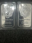 Two 1 Troy Oz Fine Silver Scottsdale Silver .999 Fine Silver Bars