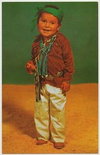 Navajo Indian Boy in Turquoise Necklace and Silver Concho Belt