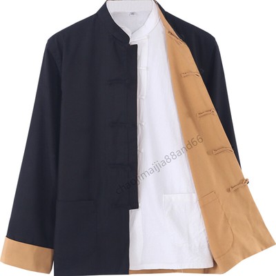 Double-sided Kung Fu Tai chi Wushu Jacket Bruce Lee Tang suit Coat Costume Men's