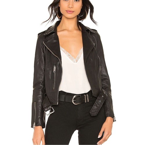 All Saints Lederjacke schwarz Moto Biker Balfern Gr. 0 - Bild 1 von 12