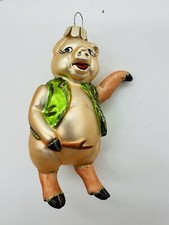 Christmas Pig Glass Christmas Ornament