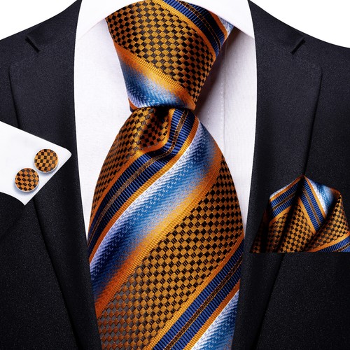 Reino Unido 100 % seda para hombre corbata de cachemira conjunto de corbatas azules a rayas florales negras corbatas de boda - Imagen 6 de 248