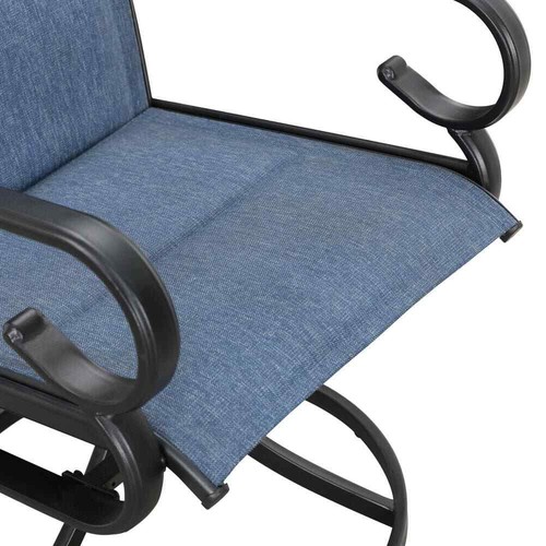 2-Pack Swivel Patio Dining Chairs – Blue Cushions & Metal Frame Outdoor Seating - Picture 8 of 11