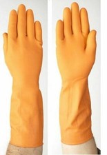 Rubber Gloves Ansell Marigold 87-370  Orange Gauntlet Chemical Resistant sz 8.5