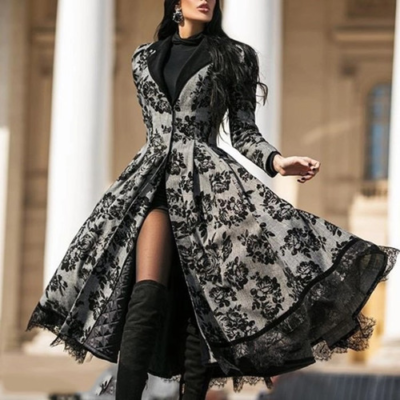 Ladies Medieval Costume Cosplay Retro Lace Gothic Black Long Sleeve Dress  Sexy | eBay