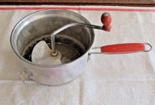 vtg FOLEY FOOD MILL MASHER RICER RED WOOD HANDLE