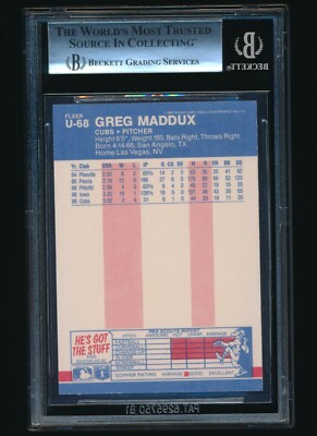 1987 Fleer Update rookie #U-68 Greg Maddux RC BGS 9 Mint | eBay