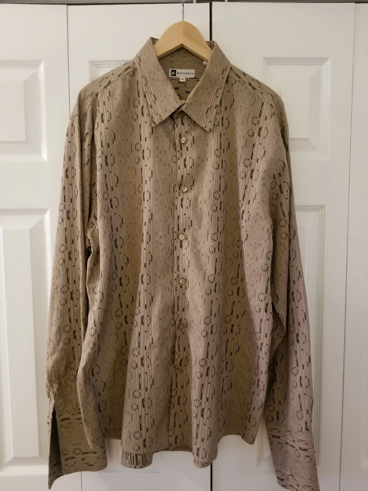 Bachrach Men Brown Long Sleeve French Cuff Button Up Casual Shirt Size 2XL - Image 2 of 4