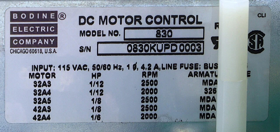 BODINE ELECTRIC 830 DC DRIVE SPEED CONTROL - Image 2 of 4