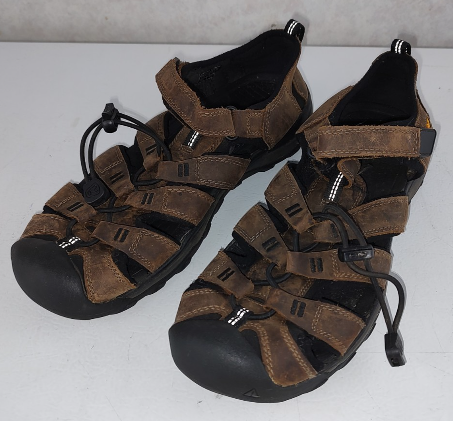 Sandali Keen uomo pelle taglia 6 marroni punta chiusa e tacco usati