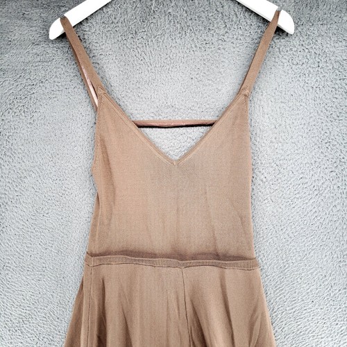 Zara Womens M Midi Dress V Neck Beige Strappy Stretchy Knit Sundress $69.90 - Picture 2 of 18