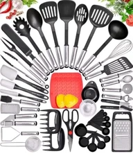 Home Hero Kitchen Utensil Silicone Cooking Set - Black/Silver, 44 Pieces