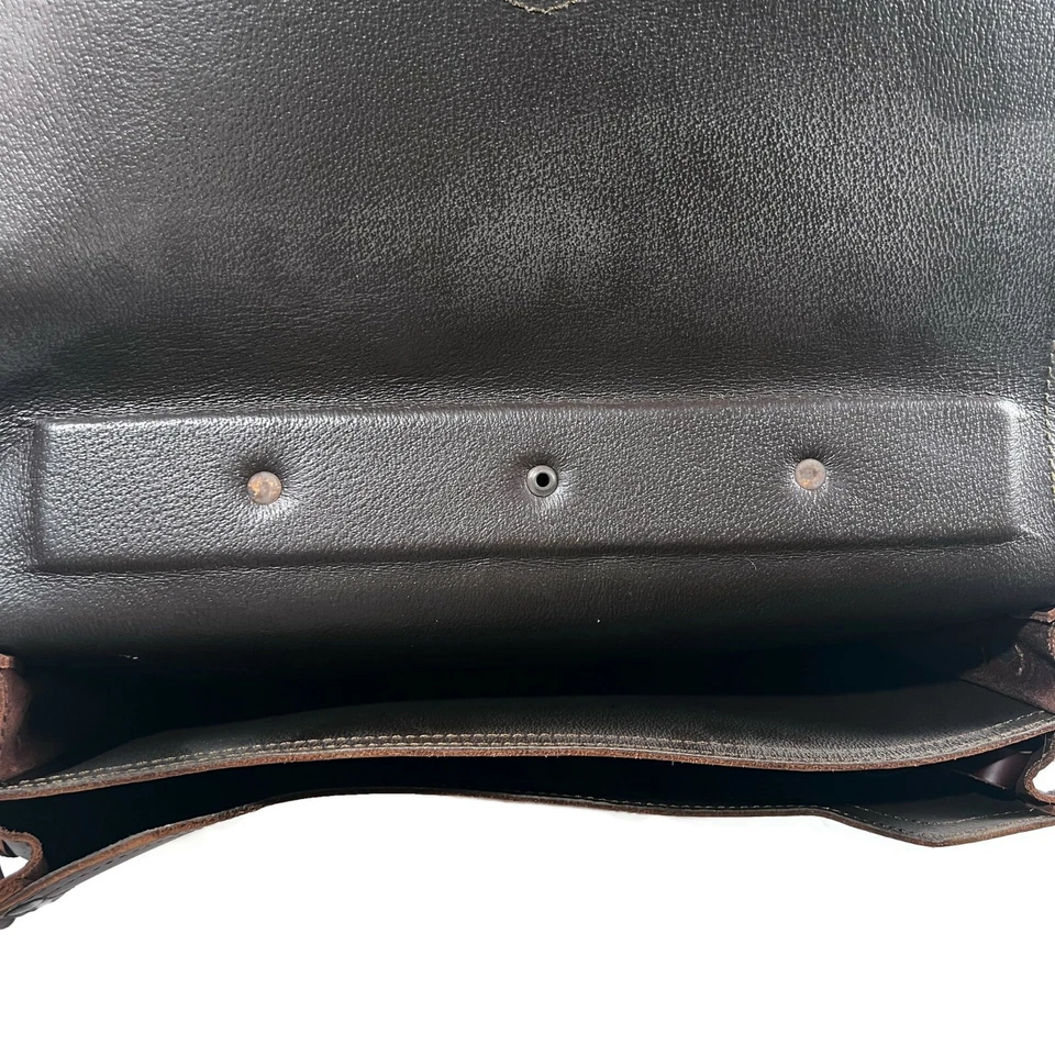 Maletín delgado clásico grande de cuero con respaldo marrón café oscuro bolsa de viaje Foto 4 de 4