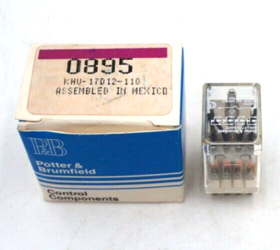 AMF P&B KHU-17D12-110 Ice Cube Relay 110VDC Coil 1/10HP, 5A, 240VAC, 28VDC 4PDT