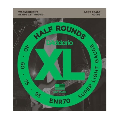 D'Addario ENR70 XL Half Rounds Bass Guitar Strings; long scale 40-95