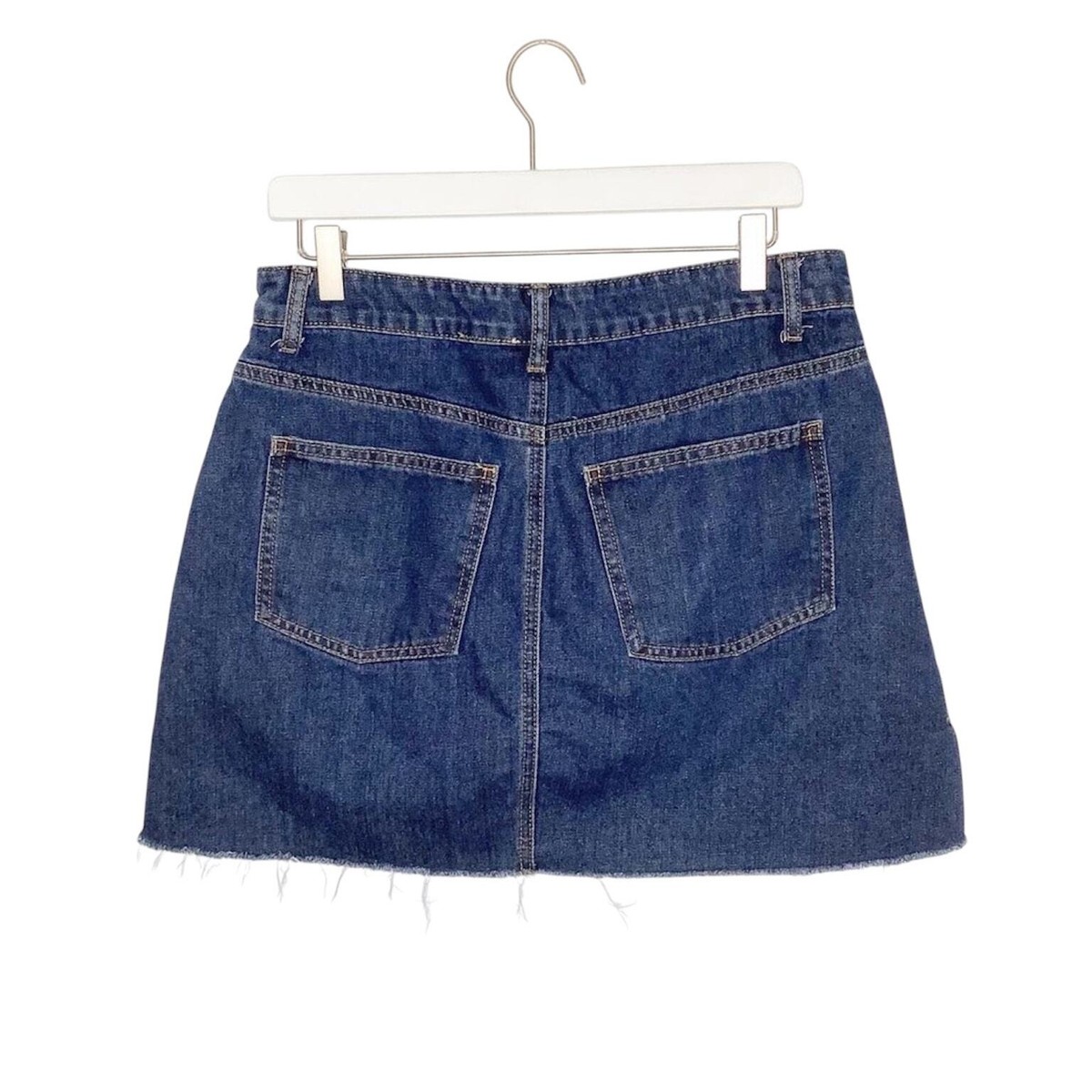 【AAKE】CUT-OFF LONG DENIM SK LOFT womens knee lenght denim cut off skirt Distress Medium