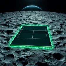 Digital Picture of Beautiful Tennis court at moon space printable file