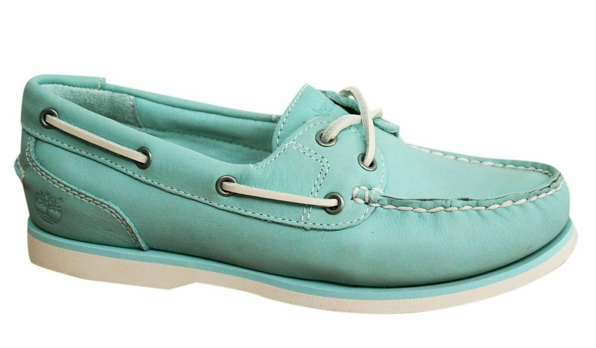 Timberland EK Amherst Eye Light Blue Smooth Leather Womens Boat