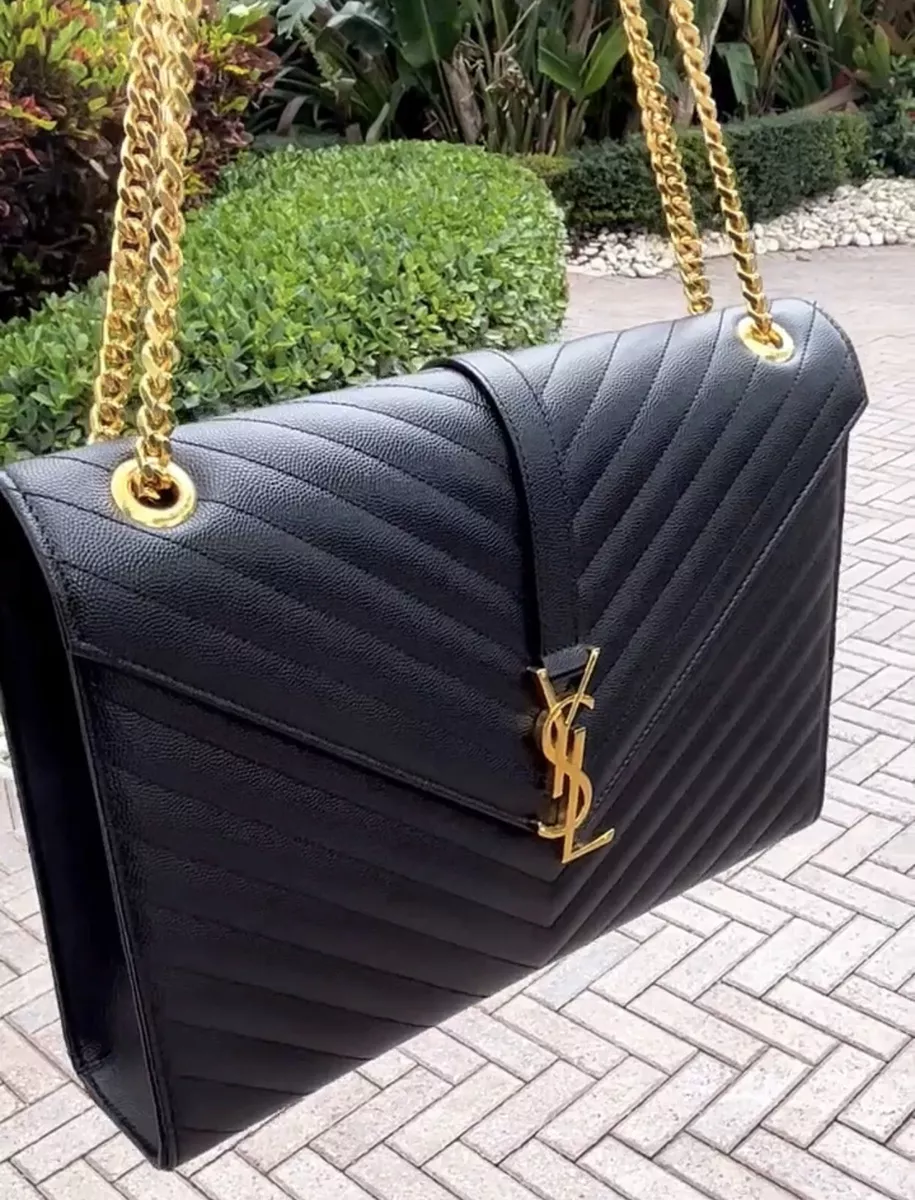 YSL, SAINT LAURENT ENVELOPE LARGE BAG IN MATELASSÉ LEATHER