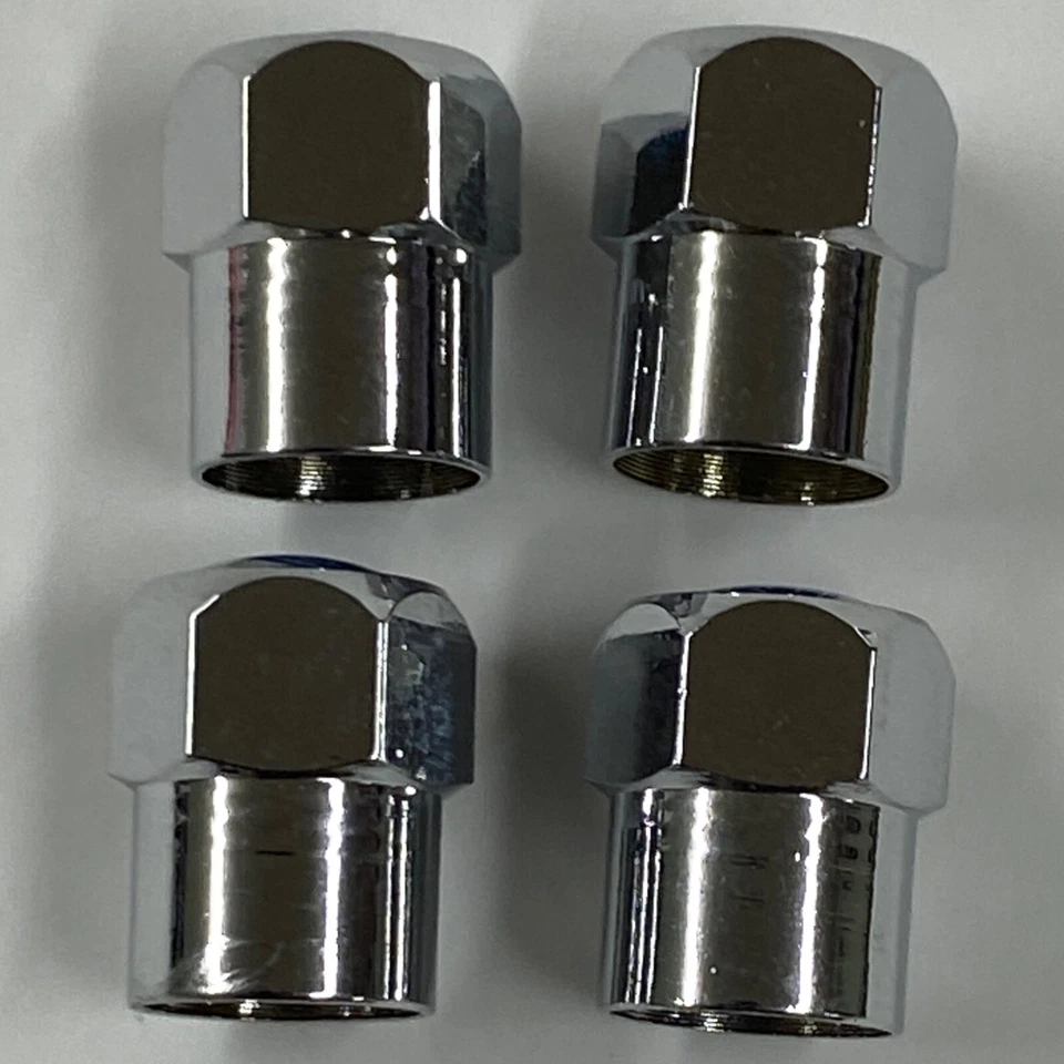 Tapas de válvula de vástago de neumático con logotipo de estilo clásico Oldsmobile (cromo) fondo negro Foto 4 de 4