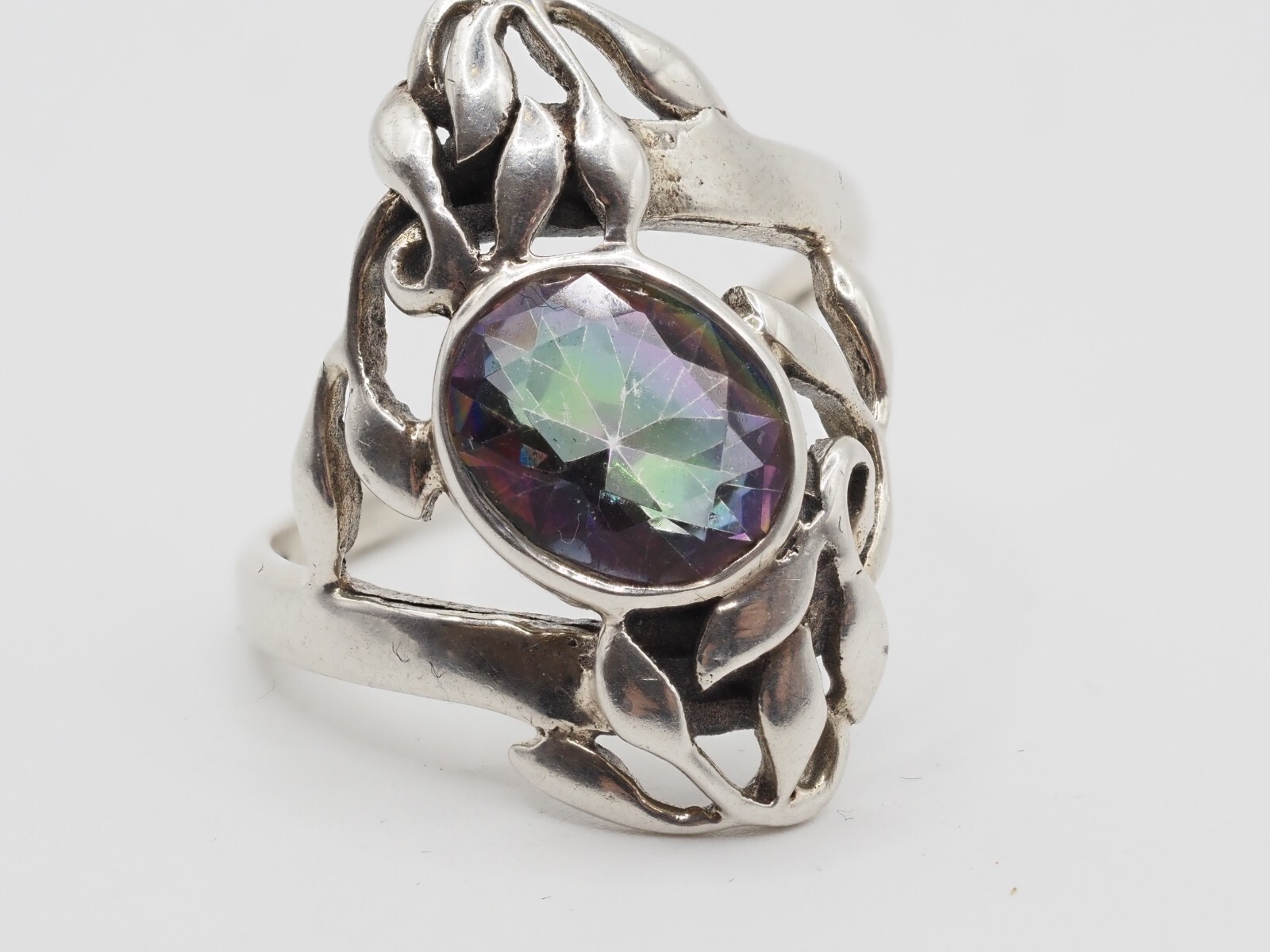 Photo 2 of Sterling Silver Mystic Topaz Ring Size Q , R202