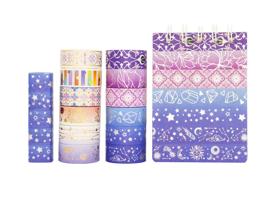 Набор лент Galaxy Washi маскировочная лента фиолетовые звезды серебряная фольга декоративная лента - Изображение 3 из 4