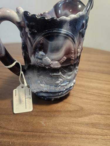VTG Imperial Amethyst Purple Swirl Slag Glass Milk Pitcher Windmill Pattern - Picture 3 of 5