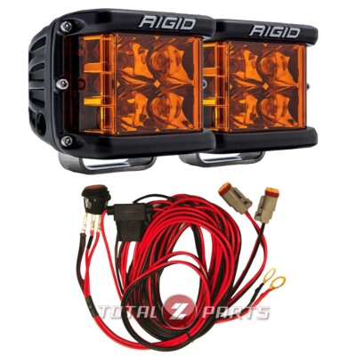 Rigid Industries  D-SS Spot Amber PRO LED Side Shooter Lights Pair w/Harness