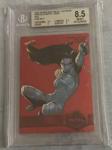 BGS 9.5,9,8 (8.5)2022 Marvel Spider-Man Metal Silk #180 Red Precious PMG POP 1/1 - Picture 3 of 5