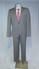 Hugo Boss Red Label Aeron1 Super 100 Gray Geo Weave Current Two Button Suit 42R