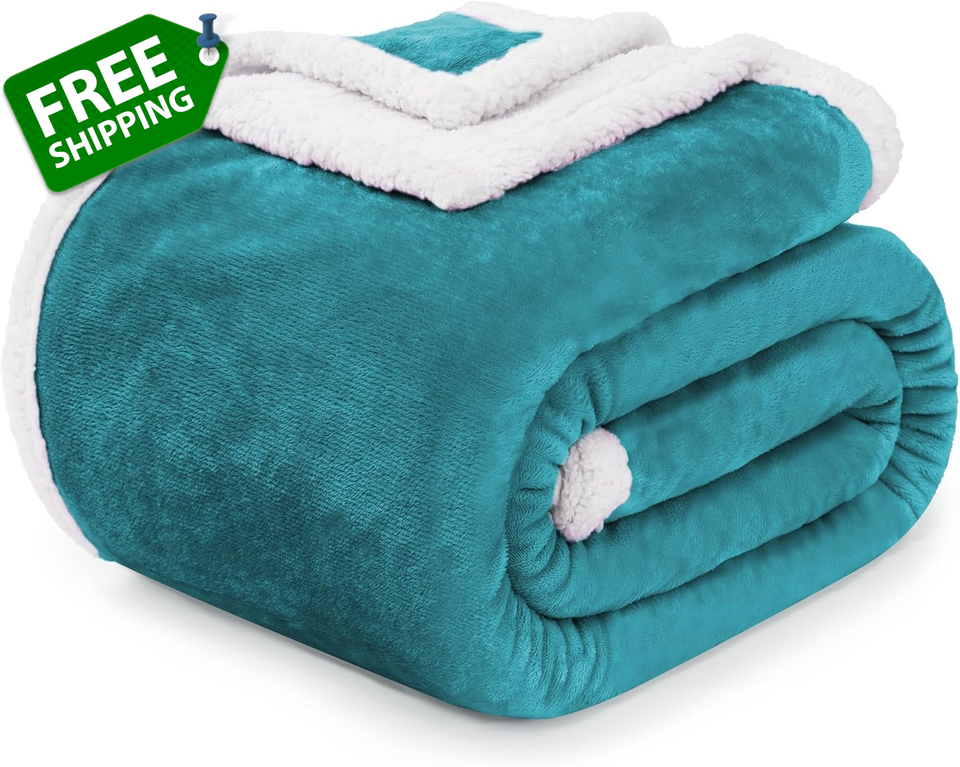 BEAUTEX Sherpa Fleece Throw Blankets, Soft Fluffy Flannel Plush Blanket