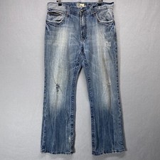 Express Rerock Jeans Mens 36x31 Blue Boot Distressed 100% Cotton