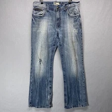 Express Rerock Jeans Mens 36x31 Blue Boot Distressed 100% Cotton