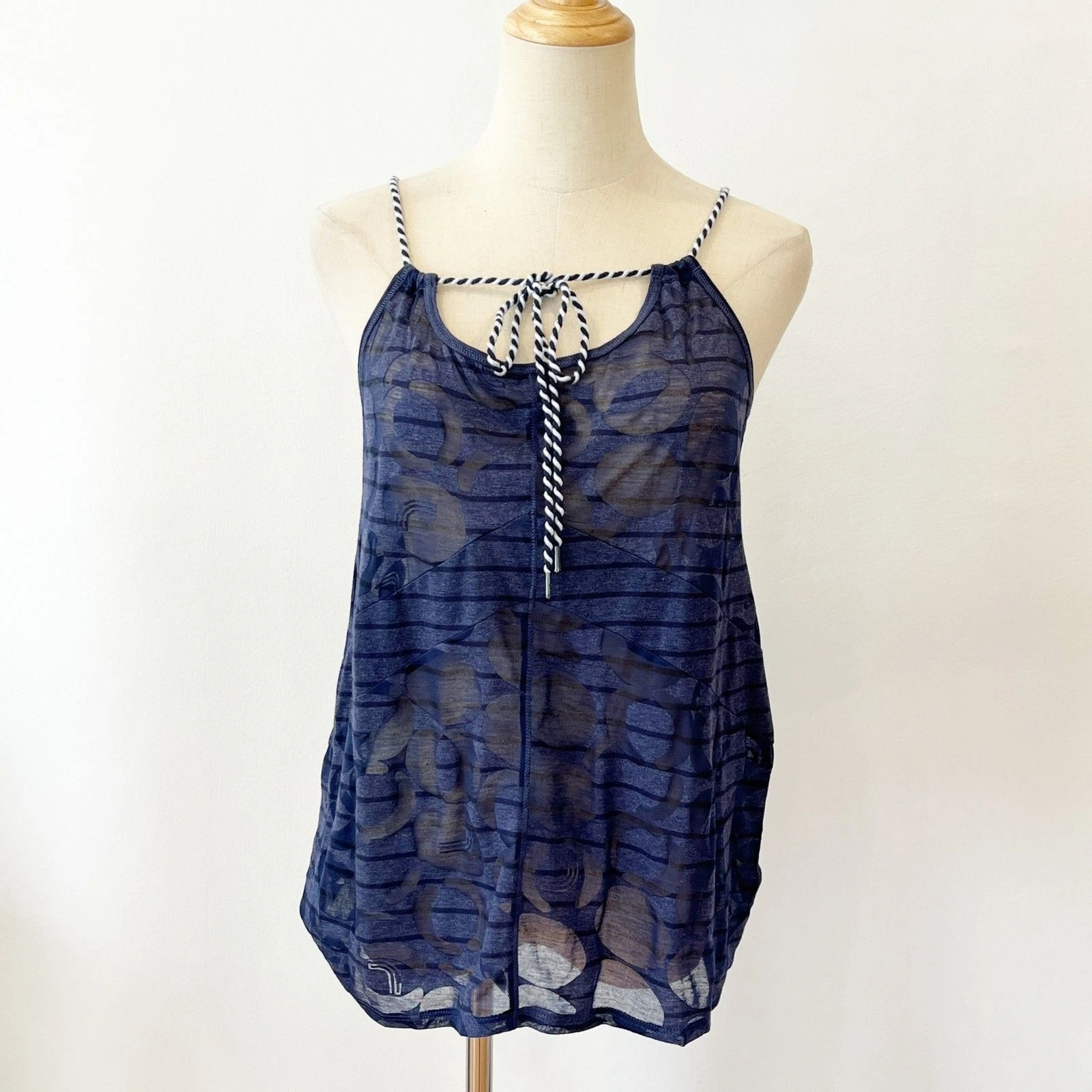 lole racerback semi sheer string tie tank-top