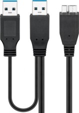 USB 3.0-Dual-Power-SuperSpeed-Kabel, Schwarz, 0,3 m