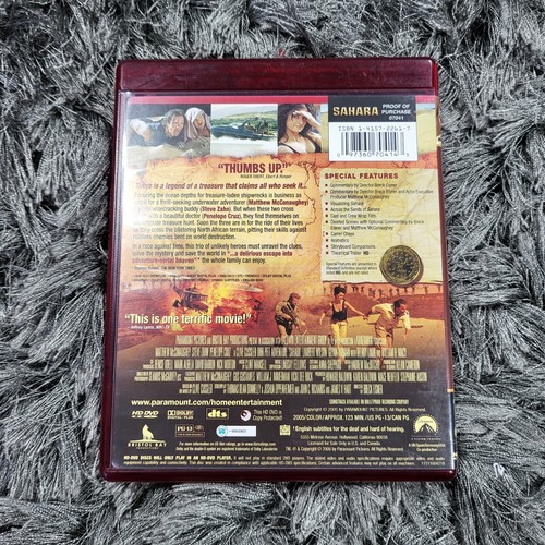 Sahara HD DVD Widescreen Matthew McConaughey Penelope Cruz Steve Zahn Wilson - Picture 2 of 7