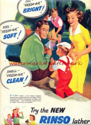 RINSO Waschmittel - Vintage Original (KEINE Repro!) WERBUNG 1952. Kostenloser UK-Versand