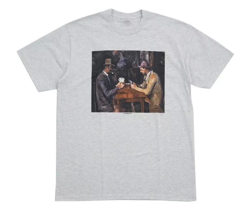 T shirt Supreme Cards gris cendres SS18 taille L Paul Cézanne le joueur de cartes