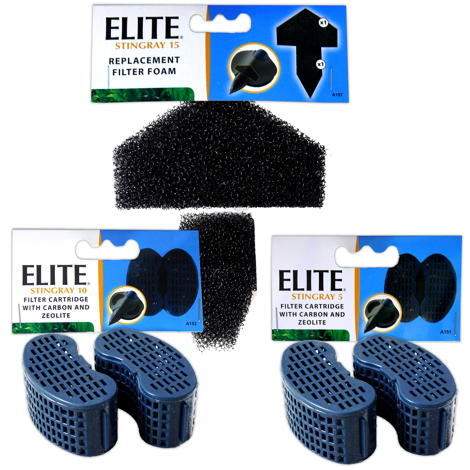 Elite Stingray 5 10 15 Foam & Carbon Cartridge Media Replacements x1
