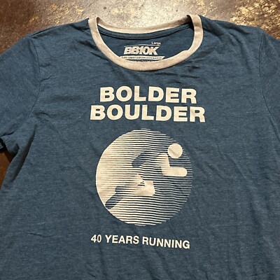 Bolder Boulder 10k Race 40th Anniversary (2018) T Shirt Large Blue Boulder, CO
