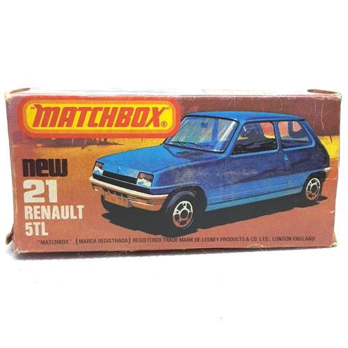 Lesney Matchbox Superfast Renault 5TL No.21 1978 Silver Made In England In Box
