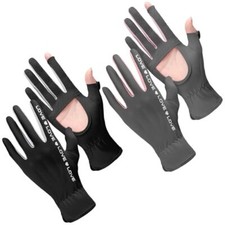 2 Pairs Sun Gloves for Women UV Protection Summer Driving Gloves Gray, Black