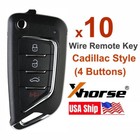 10x Xhorse Universal Wire Remote Key For Cadillac Style Flip 4 Buttons Xkcd02En