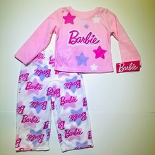 NWT Girls Mattel BARBIE pajama 2pc fleece set 2T 4T pink purple stars logo 35