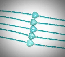 Handmade Glass and Howlite Heart Stone Beaded Necklace Adjustable Necklace